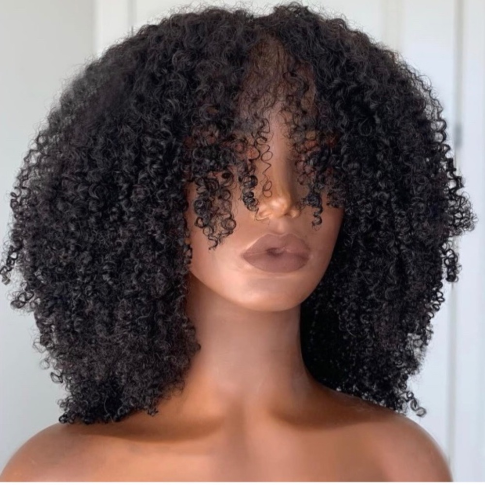 - Afro Kinky Curly Human hair Wig Glueless